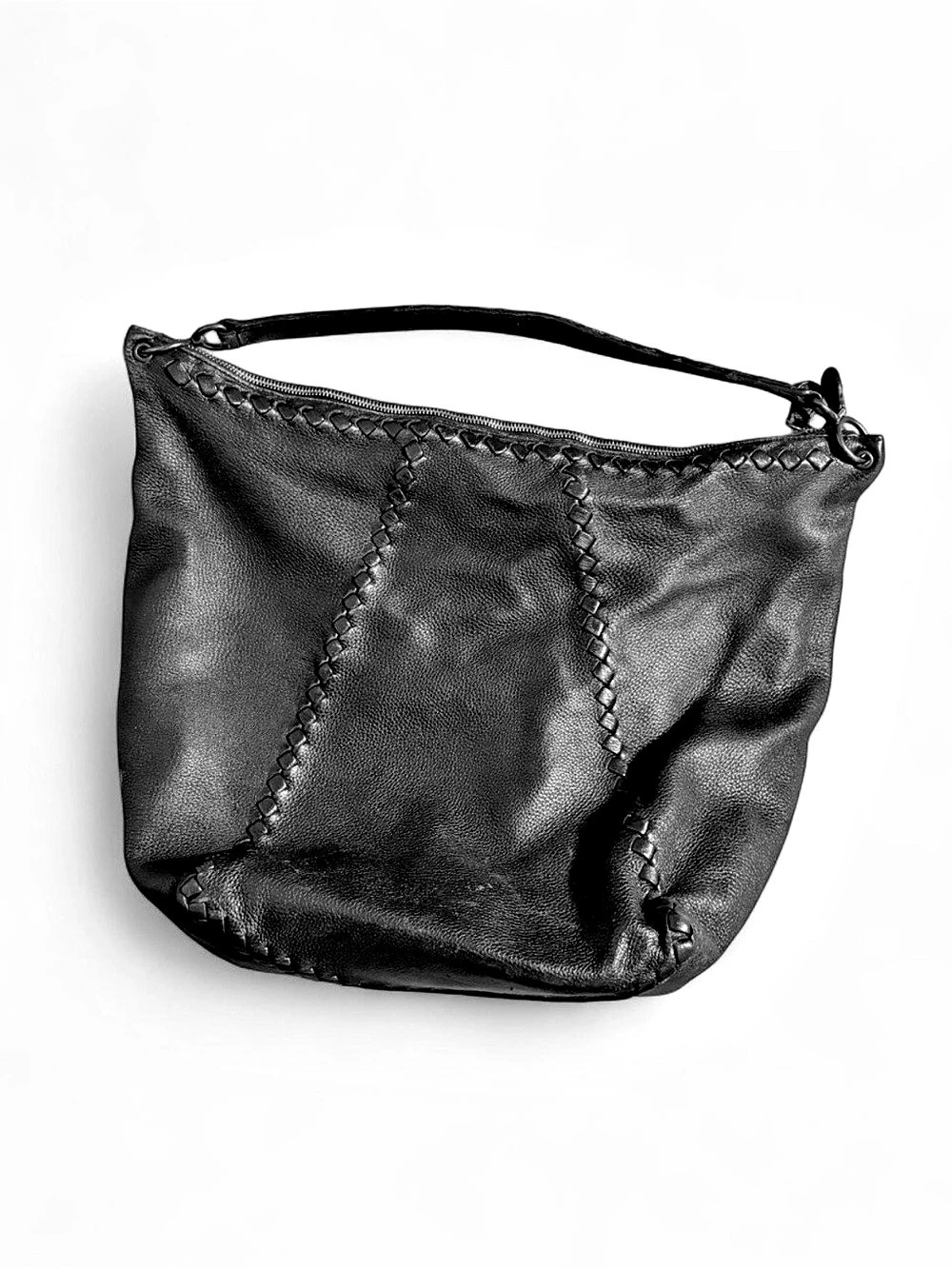 S/S 2009 Vintage Bottega Veneta Nero Cervo Leather Loop Hobo Tote Bag - Picture 4 of 7
